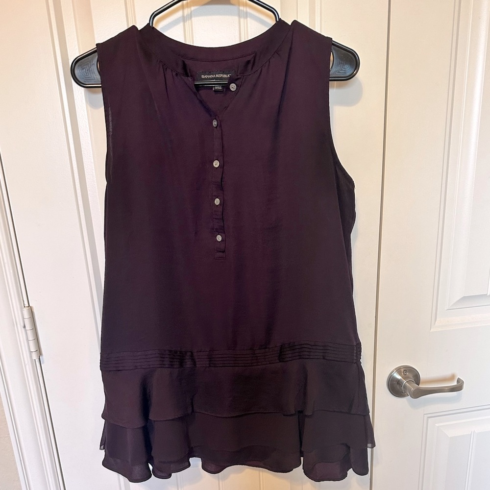 Banana Republic Deep Purple Tiered Blouse Size Small